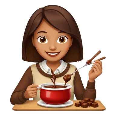 woman eating chocolate fonduefondue sticker