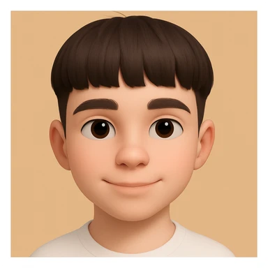 this image in 3d-emoji style, neutral or happy expression, slimmer face, wearing a white shirt sticker