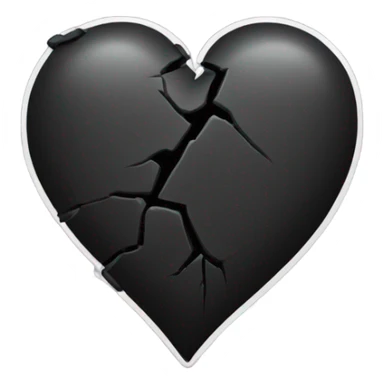 black broken heart one crack sticker