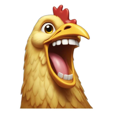 chicken laughing with teeth sticker