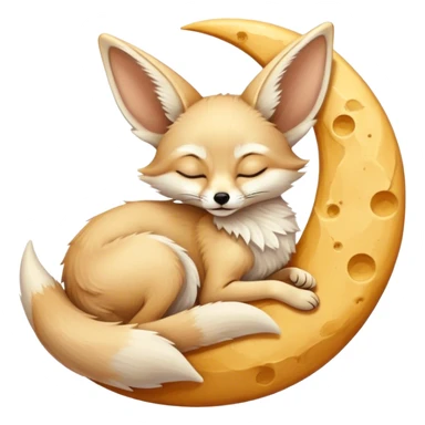 fennec sleeping on a moon sickle  sticker
