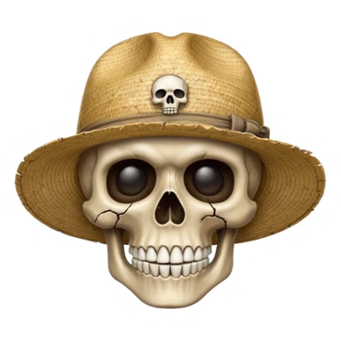 Straw hat with skull  sticker