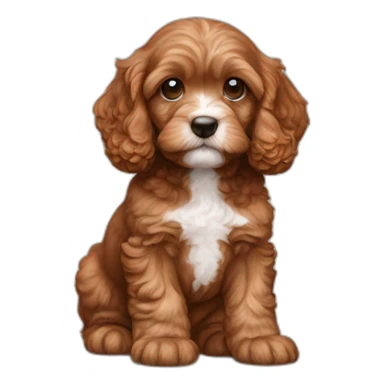redish brown cavapoo puppy with no white markings sticker