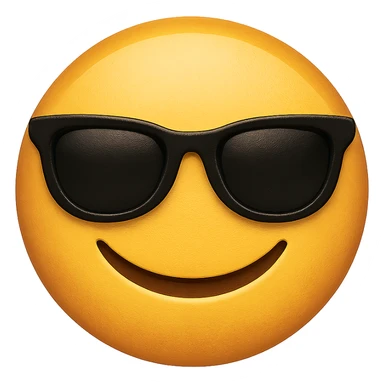 face with sunglasses emoji, digital illustration, no background sticker