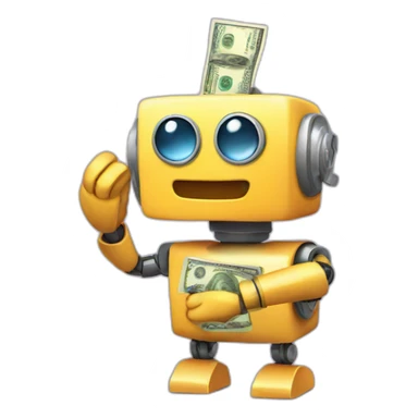 Cute robot with money sticker