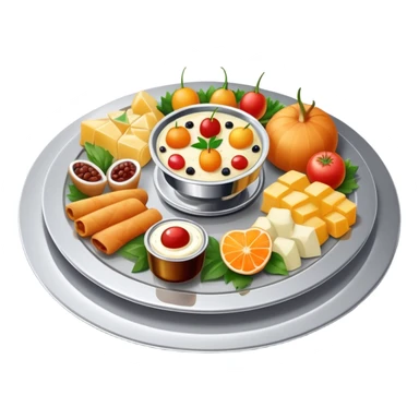 luxurious plate of food from a five-star restaurant served on a silver platter sticker