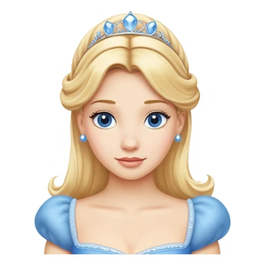ultra simplified Cinderella, blue dress, blonde hair, very minimal details, slightly zoomed out to show more of dress sticker
