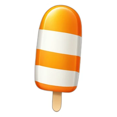 a popsicle with orange white horizontal stripes, wearing a medieval helmet sticker