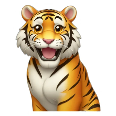 A cute tiger smiling and giving a thumbs up sticker