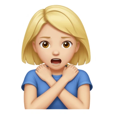 Girl with crossed arms grabbing her neck screaming  sticker
