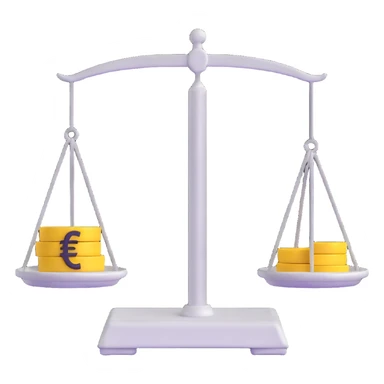 balance scale with Euro symbol € in the trays sticker
