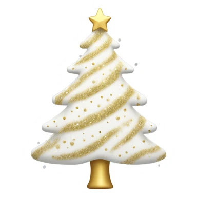 white Christmas tree with gold sparkles sticker