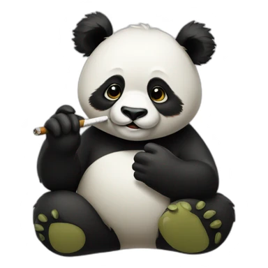 drunk panda smoking ciga sticker