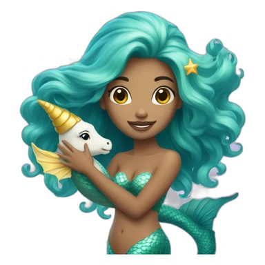À mermaid with on a unicorn  sticker