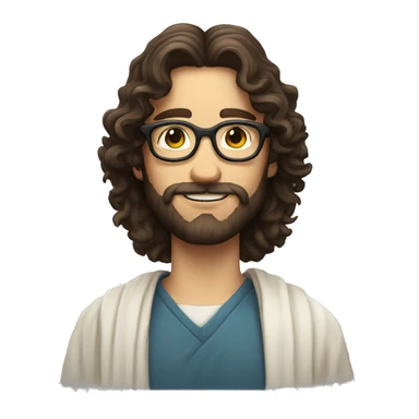 Jesus and a white girl with dark curly hair and glasses sticker