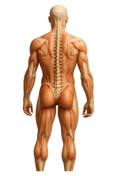 fai un immagine identica che riguarda un esercizio ma mettigli spina dorsale e muscoli in evidenza (anatomica) con colori naturali di un corpo umano. falla iperrealistica anatomica in 4k con spina dorsale storta in evidenza sticker