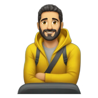 Armenian men in yellow clothing in the bus sticker