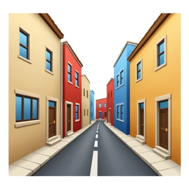 simple narrow alley with basic building shapes and bold road, no background sticker