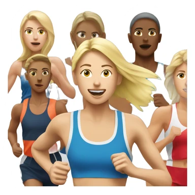 Marathon runner fit women with blonde hair sticker