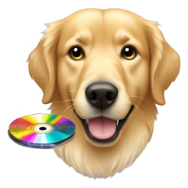 golden retriever with CD in his mouth sticker