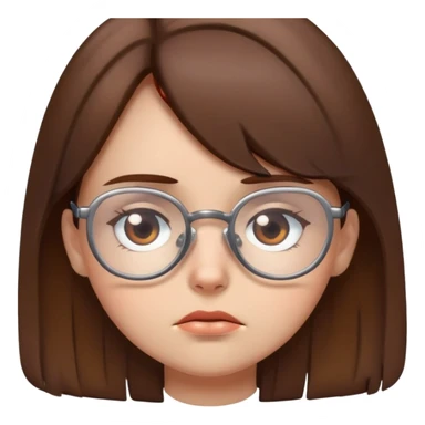 Sad girl with brown hair and glasses sticker