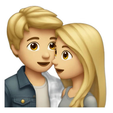 Blonde girl kissing boy with brown hair sticker