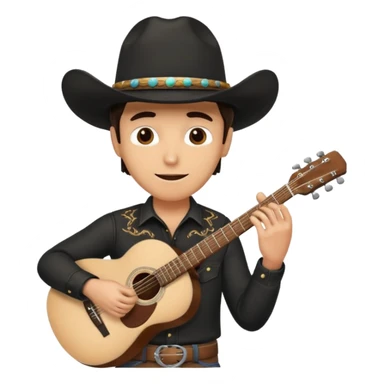Man wearing a black cowboy hat, playing the guitar sticker