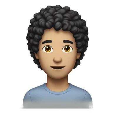 man with white skin and black curly hair, wear casual shirt , closeout face sticker