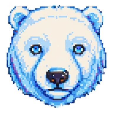 pixel art polar bear face, chibi style sticker