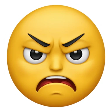 mad yellow emoji face, frowning, angry, simple sticker