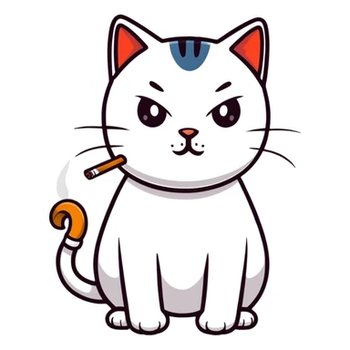cat with cigarette in mouth staring intensely sticker