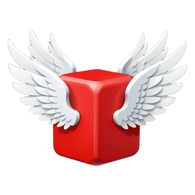 Red lucky block form super mario  with 2 white wings sticker