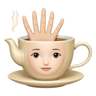 Waving hand on tea cup sticker