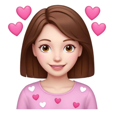 mujer con corazones rosas pelo cafe sticker