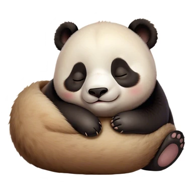 Meme-Worthy Cute Sleeping Baby Panda Portrait Emoji, Head resting peacefully with a contented smile, showcasing a tiny, irresistibly fluffy build and a luxuriously soft black and white Fur, eyes shut in a serene, restful nap, Simplified yet hilariously adorable features, highly detailed, glowing with a soft, drowsy light, high shine, relaxed and utterly lovable, stylized with an air of playful laziness, bright and heartwarming, soft glowing outline, capturing the essence of a comically sleepy baby panda, so meme-worthy it feels like it could instantly become the next viral sensation of adorable slumber! sticker