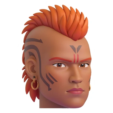 indigenous man with mohawk hairstyle and reddish-copper skin tone, strong facial features sticker