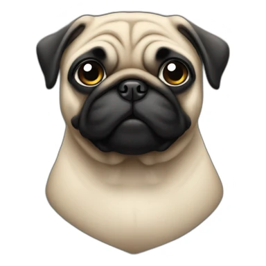 pug wearing a black t-shirt sticker