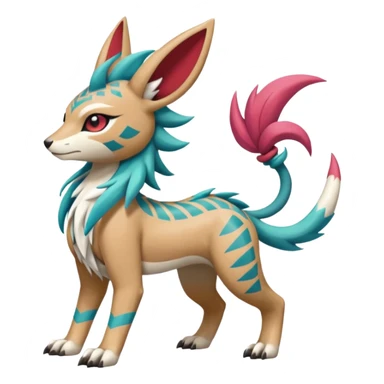  Tropical Tiny Marked Patterned Tribal WereGarurumon-Suicune-Linoone-Meloetta-Zangoose-fusion-hybrid-creature (full body) sticker