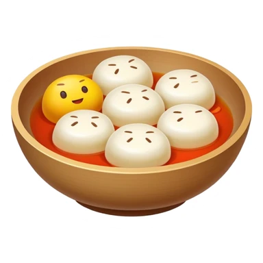Suzhou sweet glutinous rice balls with filling, simplified emoji style with bold outlines and bright colors, cartoon style Chinese tangyuan dessert sticker