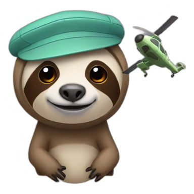 sloth with a helicopter cap sticker