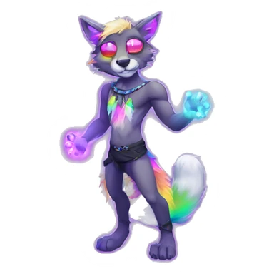 Furry, sparkle, iridescent, colorful, neon, edgy, cool, beautiful, divine, animal, anthro, full body, fursona, protogen sticker