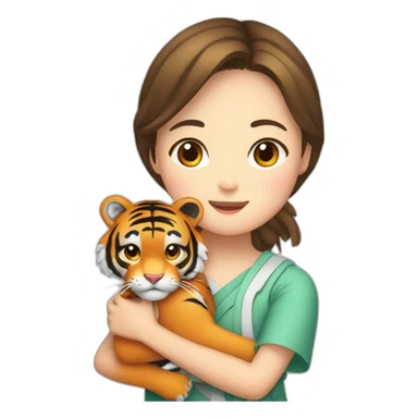 Tiger in arm of Japanese  girl  sticker