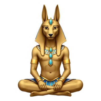 Ancient style lavishly adorned anubis staged formally sitting posed sticker