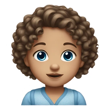 Little baby girl brunette with curly hair and blue eyes sticker