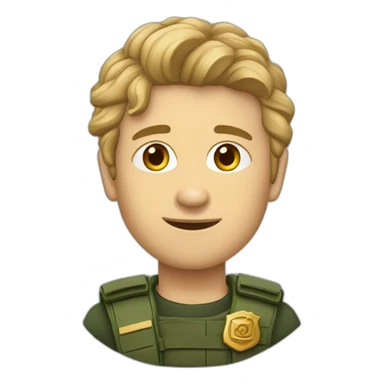 реалистичный человек с чёлкой до подбородка, у него волосы коричневого цвета, голубые глаза и синяя кофта sticker