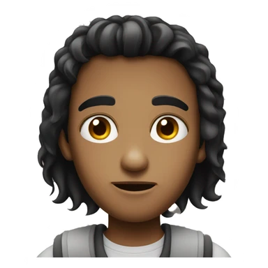 Boy with blak hair beging eyes iOS style sticker