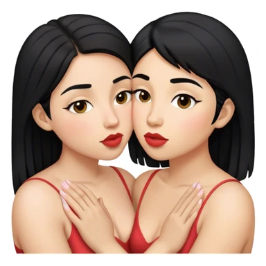 lesbian couple holding and kissing . black hair sticker