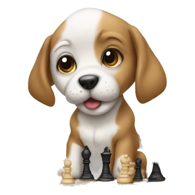 Puppy playing chess sticker
