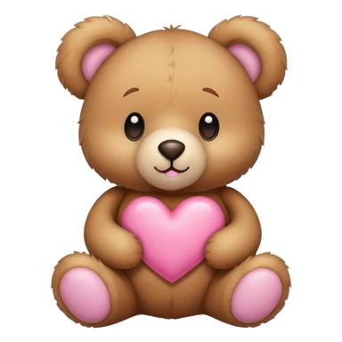 light brown teddy bear with a pink heart on the tummy. make it cute and warm looking  sticker