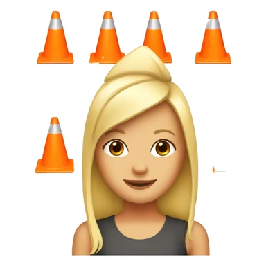 Blonde girl traffic cone hat sticker